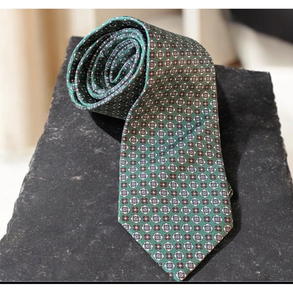 Vintage Oscar de la Renta Couture Neck Tie Geometric 100% Silk Designer Lux